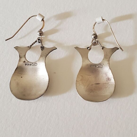 NAVAJO 925 Sterling Silver - Vintage Vase Etched Detail Drop Earrings - Picture 2 of 6